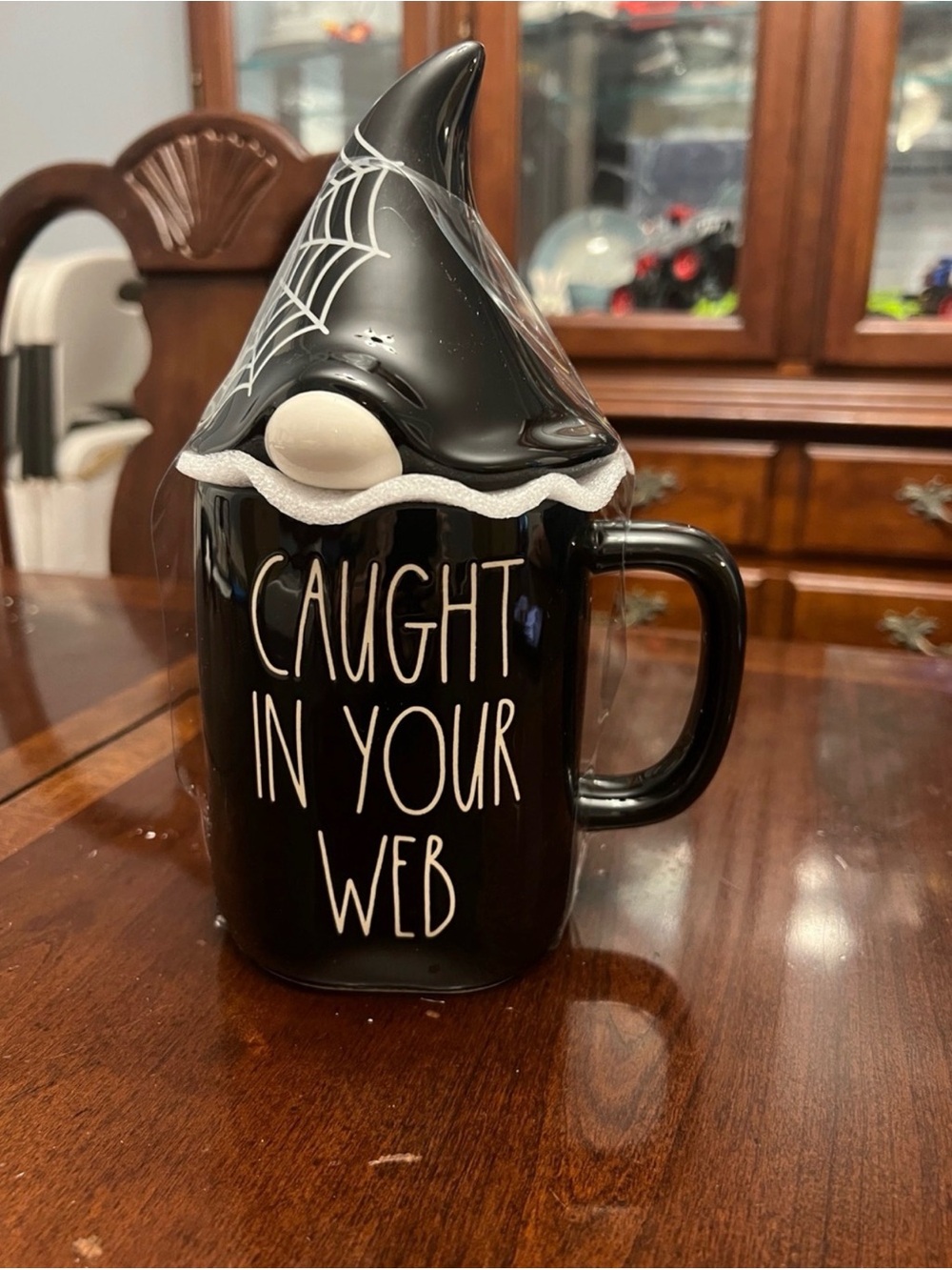 Rae Dunn Black 'Caught In Your Web' Halloween Gnome Mug